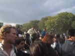 No white men on the journalists' stand.  A couple of women (white and otherwise), but mostly men of color.