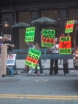 Yes, the little girl is standing on an American flag -- several of them did so